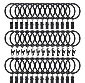 lot 1007 image: 30 Curtain Rings with Clips Hooks 1.5 inch Rustproof Matte Metal Stainless Steel Drapery Rings for Tension Rod Bracket Eyelets Decorative Hangers, Vintage Black (1.5 Interior Diameter) - Retail $0