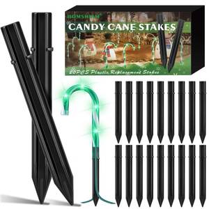 lot 1014 image: 20PCS Replacement Stakes for Christmas Candy Cane Lights Outdoor, Plastic Candy Cane Pathway Markers Lights Spike Replacer, Size 0.68  6.05 Inches, Used to Maintain Candy Cane Pathway Lights - Retail $12
