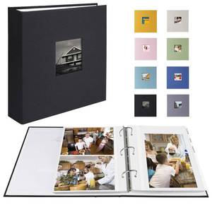 lot 1018 image: 1DOT2 Photo Album 4x6 Photos Hold 200 or 5x7 Pictures Hold 100, 3 Ring Binder Photo Albums Linen Cover with 6-Tab Index Dividers Photo Book Acid Free Albums 4x6 5x7 for Family Wedding Baby (Black) - Retail $15