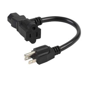 lot 1020 image: 1 Foot Nema 5-15P Male to C13 Nema 5-15R Piggyback Power Cord, UL CUL SJT 14AWG 3C, Replacement for Daisy Chain Pro Audio DJ etc - Retail $9