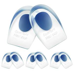 lot 1035 image: Heel Cups for Achilles Tendonitis & Plantar Fasciitis - 6 Pack Gel Shoe Inserts for Heel Pain Relief, Arch Support, for Women & Men - Retail $19