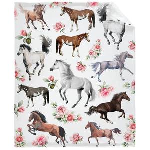 lot 1053 image: Horse Rose Throw Blanket Soft Flannel Fleece Velvet Plush Personalized Throws Fuzzy Warm Cozy Soft Bedding Blankets Anti-Pilling Pets 40x30 - Retail $15