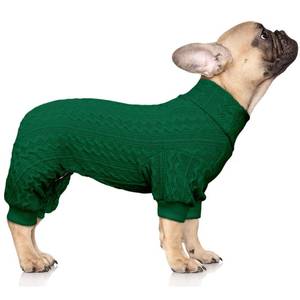 lot 1059 image: Dog Sweater Turtleneck Knitted Pet Clothes Solid Color Puppy Sweater Warm Dog Sweaters for Small Dogs(Green&S) - Retail $103