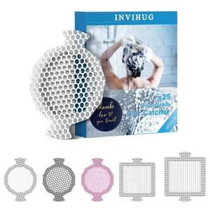 lot 1062 image: INVIHUG,25 Pack, Disposable Shower Drain Hair Catcher Mesh Stickers,Disposable Hair Drain Catcher. (White) - Retail $8