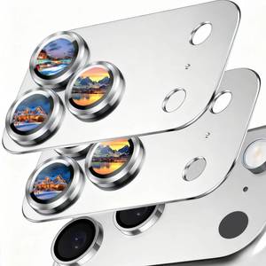 lot 1066 image: SiHPuoy 2 Pack Camera Lens Protector for iPhone 17 Pro Accessories, Metal Aluminum Alloy Tempered Glass Camera Protector, Military Grade Shatterproof Case Friendly -Silver - Retail $13