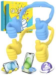 lot 1073 image: ORANGE AND YELLOW Valentines Day Gifts for Teens Girls Boys Kids Cell Phone Stand UPGRADE Adjustable Thumbs Up Lazy Phone Holder for Desk Cool Gadgets Fun Birthday Gift Ideas for Teenager Men Women Son Easter Gifts - Retail $12