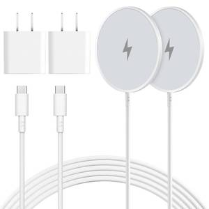 lot 1075 image: Magnetic Wireless Charger 2Pack Apple 10FT Magsafe Charger,Fast Mag-Safe Charging Wireless iPhone Charger Pad with Charging Plug for iPhone 16Pro Max16Pro16Plus15Pro Max15141312AirPods3Pro 2 - Retail $40