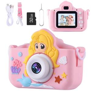 lot 1079 image: Envyvip Camera for Kids Girls Age 3-8, Mermaid Toys Toddler Digital Camera Christmas Birthday Gifts for 3 4 5 6 7 8 Years Old Girl, Cute Selfie Video Camera, HD 1080P, 32GB SD Card - Retail $36