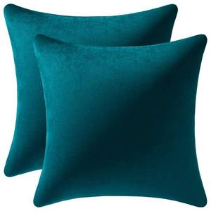 lot 1082 image: DEZENE Throw Pillow Covers 16x16 Teal Pack of 2 Cozy Soft Velvet Square Modern Luxury Decorative Throw Pillow Cases for Sofa Couch Living Room Bed Home Decor - Retail $13