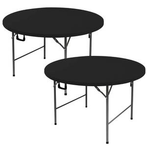 lot 1089 image: Enjoyidea Fitted Round Table Covers 60 Inch-2 Pack Black Elastic Spandex Table Cloth-Small Stretch Folding Circle Tablecloths Topper Cap for Kitchen Dining Commercial Party Picnic Event Banquet Tables - Retail $20