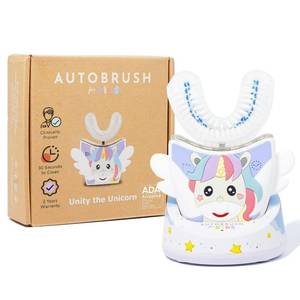 lot 1090 image: autobrush Kids Electric Toothbrush �� Only ADA Accepted U-Shaped Toothbrush, Clinically Proven Up to 5.1X Better Cleaning, 30 Seconds, Full-Mouth 360 Coverage, LED Lights, Music, Ages 6-8, Unicorn - Retail $89