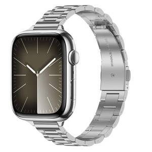 lot 1091 image: Tasikar Thin Band Compatible with Apple Watch Band 49mm 46mm 45mm 44mm 42mm Women Stainless Steel Metal Replacement Strap Compatible with iWatch Ultra 3 2 1 SE Series 11 10 9 8 7 6 5 4 3, Silver - Retail $20