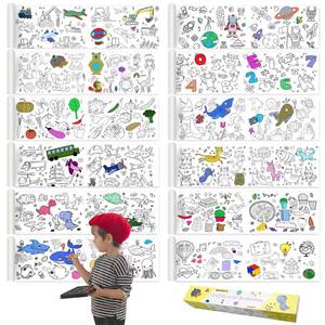 lot 1113 image: Raissily 12PCS Children��s Drawing Roll, 35.4 x 11.8 Coloring Paper Rolls Graffiti Scroll DIY Filling Picture Desktop Painting Paper for Kids Gift - Retail $8
