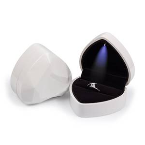lot 1114 image: JYCMMFC Ring Box Heart Shaped LED Light Engagement Ring Boxes Jewelry Gift Box for Proposal Wedding Valentines Day Anniversary Christmas Mothers Thanksgiving Gift (White) - Retail $9