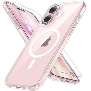 lot 1133 image: Miracase Magnetic for iPhone 17 Case (Compatible with MagSafe) with Screen Protector Military-Grade Protection, Anti-Fingerprint Translucent Matte Phone Cover for iPhone 17 6.3 inch, Clear - Retail $20