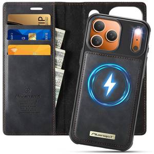 lot 1143 image: PlusnapX Wallet Case for iPhone 17 Pro Compatible with Magsafe, 2-in-1 PU Leather Flip RFID Blocking Card Holder Stand Shockproof Magnetic Detachable Cover for iPhone 17 Pro Case 6.3, Black - Retail $29