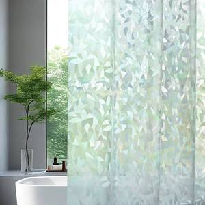 lot 1144 image: AooHome 84 Inch Long Shower Curtain Liner - EVA 3D Decals Stained Glass Pattern Design Bathroom Shower Curtain with Hooks, 5 Bottom Magnets, Heavy Duty, Water Repellent, Semi Transparent, 72x84 Inch - Retail $17