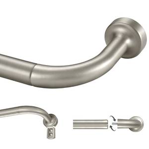 lot 1160 image: Lwiiom Brushed Nickel Curtain Rod, 28-120 with Internal Splicing, Adjustable Room Darkening with Aluminum Finials and Brackets, Wrap Around Design - Retail $41