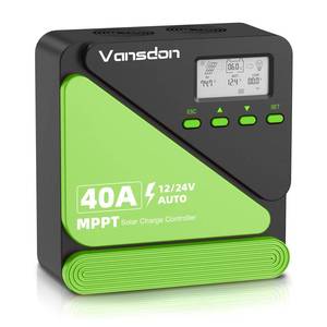 40A Solar Charge Controller 12V/24V MPPT Solar Charge Controller, Adjustable LCD with Timer, Dual USB Ports, for RV, Boat, Cabin, Off-Grid Systems, Compatible with FLD/LiFePO4/SLD/GEL/AGM - Retail: $73