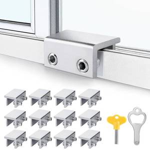 lot 1175 image: ZRFCXE Window Locks,12 Pack Sliding Window Locks with Key for Vertical & Horizontal Sliding Windows Doors,Easv to Install,Adjustable Security Window Lock for Patio Bedroom Home and Office (Silver) - Retail $33