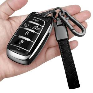 lot 1177 image: Sindeda for Dodge Key Fob Cover with Keychain Soft Full Protection Key Shell Key Case Compatible with 2019-2025 Dodge RAM 1500 2500 3500 (Silver, 4-5 Buttons) - Retail $16