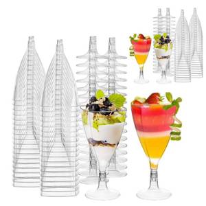 lot 1178 image: APACALI 100PCS Plastic Wine Glasses 7oz Disposable Champagne Glasses With Stem, Clear Cocktail Glasses Disposable Wine Mousse Cups Dessert Cups for Party Weddings, Birthdays, Catering, Picnics - Retail $30