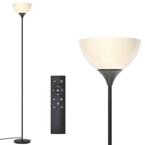 lot 1180 image: PESRAE Floor Lamp, Remote Control with Stpeless Color Temperatures and Brightness, Torchiere lamp for Bedroom, Living Room, Bulb Included (Matte Black) - Retail $40