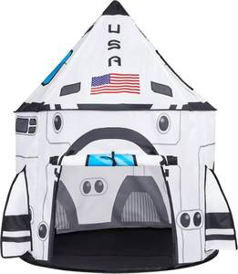 lot 1192 image: JOYIN Rocket Ship Play Tent Pop up Play Tent Kids Indoor Outdoor Spaceship Playhouse Tent Set - Retail $30