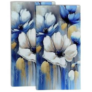 lot 1195 image: Gnhkmw Watercolor White Blue Flowers Hand Towel Set of 2,Abstract Oil Painting Floral Soft Absorbent Decorative Bathroom Kitchen Towel for Bathroom Kitchen Hotel Gym Yoga - Retail $18