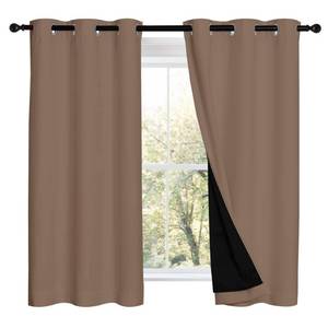 lot 1201 image: NICETOWN Bedroom Full Blackout Curtain Panels, Super Thick Insulated Window Covers, Keeping Out Cold Air and Heat 100% Blackout Blinds with Black Liner (Cappuccino, Set of 2 PCs, 42 by 54-inch) - Retail $32