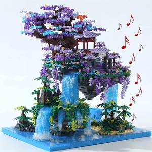 lot 1210 image: Yushinv Cherry Blossom Tree Building Set with Box 4574Pcs, Original Scene Music Japanese Sakura Tree House(Type Symphony), Cherry Bonsai Tree Lights Building Kit, Cherry Blossom Building Set. - Retail $70