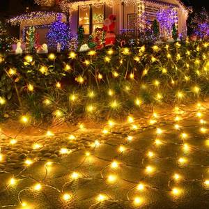 lot 1216 image: Pooqla Net Lights, 300LED Christmas Outdoor Mesh Light, 14.8x4.9 ft Fairy String Mesh Light 8 Modes Green Wire, Connectable Waterproof Net Lights for Bushes Tree Yard Christmas Decor, Warm White - Retail $34