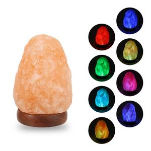 lot 1220 image: Wrcevtor Natural Salt Rock Night Lamp with 7 Colors Changing, Mini Small Crystal Salt Lamp for Home Decor and Gift - Natural Shaped, Premium Wood Base - Retail $16
