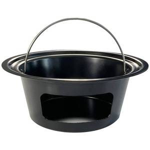 lot 1222 image: KAMaster Ash Can with Folding Handle Compatible with Large Big Green Egg,Charcoal Ash Collector Must Haves Green Egg Accessories Carbon Steel Ash Pot High Temperature Resistance Kamado Ash Basket - Retail $50