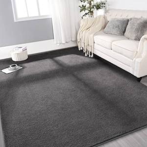 lot 1233 image: Gifeas Large Ultra Soft Modern Area Rugs for Living Room Bedroom, 4x6 Feet Dark Grey Thickened Memory Foam Indoor Solid Minimalist Carpets, Non-Slip Comfy Rug for Boys Girls Nursery Room Home Decor - Retail $27