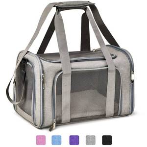 lot 1239 image: Henkelion Cat Carriers Dog Carrier Pet Carrier For Small  Medium Cats Dogs Puppies (Up To 15lbs), TSA Airline Approved Small Dog Carrier Soft Sided, Collapsible Waterproof Travel Puppy Carrier - Grey - Retail $25