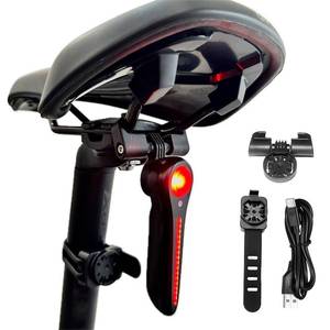 lot 1244 image: PicnaRizer Bike Taillight - 6 Smart Modes BrakeLightMovement Sensing - 100 Lumens Bicycle Rear Tail Light with Quick Release Brackets Set for Saddle & Seatpost,Tpye-C Rechargeable, IP65 Waterproof - Retail $20