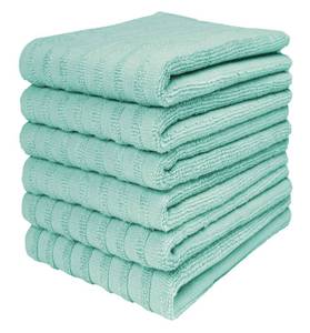 lot 1246 image: Premium Kitchen Towels (20��x 28��, 6 Pack)  Large Cotton Dish Towels 400 GSM  Highly Absorbent Terry Kitchen Linen Set with Hanging Loop  Aqua Solid - Retail $26