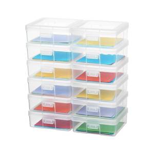 lot 1253 image: novelinks Plastic Clear Storage Containers for Organizing, Craft Storage Organizers and Stackable Storage Bins with Lids for Pencil Box, Bead, Cookie Cutter, Board Game (12 Pack Small) - Retail $18