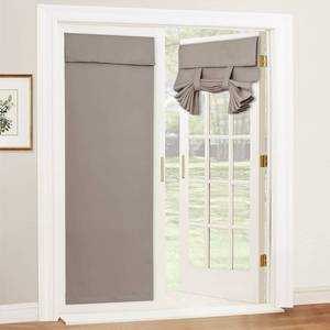 lot 1261 image: RYB HOME Blackout Door Curtain Extra Wide- Privacy Thermal Insulated TriciaFrontDoorPatio French Window Curtains Sidelight Curtain Tie up Shade, W26 x L80 inch, 1 Panel, Sand - Retail $24