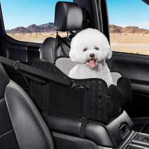 lot 1263 image: TKYZ Center Console Dog Car Seat,Pet Puppy Car Seat,Middle Console Dog Armrest Booster Seat for Small Dogs(Leather Black) - Retail $35