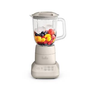 lot 1274 image: bella 10 Speed Countertop Blender, Juicer & Smoothie Maker, Fits-anywhere�� Kitchenware, Slim Flip & Store Design, Dishwasher Safe 48oz Capacity Pitcher & Lid, Stainless Steel Blade, 450 Watt, Oatmilk - Retail $40