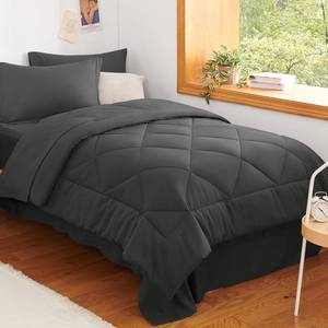 lot 1277 image: CozyLux Twin XL Comforter Set Dark Grey - 5 Pieces Twin Extra Long Bed in a Bag for College Dorm, All Season Bedding Set for Girls and Boys, Soft Bed Set with Comforter, Sheets, Pillowcase & Sham - Retail $50