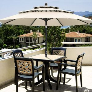 lot 3923 image: Autlaycil Patio Umbrella 10 ft Outdoor Umbrella with 3 Tiers Adjustable Outdoor Market and Crank Tilt Perfect Table Umbrella for Garden Lawn Backyard Pool, Khaki