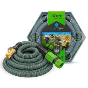 lot 3927 image: HydroTech Burst Proof Expandable Garden Hose - Water Hose 58 in Dia. x 50 feet  Max PSI 250  Green