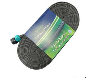 lot 4457 image: Garden Flat Soaker Hose 75 Ft for Garden Beds, Water Hose Linkable Irrigation System Lightweight and Easy Gardening Yard Work Watering Plants and Flowers