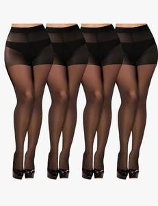 lot 4466 image: Buauty 4 Pack 20D Sheer Black Tights for Women,Breathable Pantyhose for Women, womens stockings with Reinforced Toe