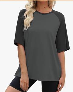 lot 4474 image: Womens Oversized T Shirts Short Sleeve Color Block Crewneck Summer Casual Loose Fit Basic Tee Tops SIZE M