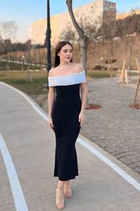 lot 4479 image: ZESICA Off The Shoulder Bodycon Block Knit Cocktail Party Midi Dress SIZE M