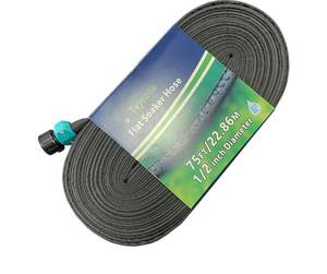 lot 4491 image: Garden Flat Soaker Hose 75 Ft for Garden Beds, Water Hose Linkable Irrigation System Lightweight and Easy Gardening Yard Work. Watering Plants and Flowers